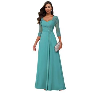 Imagem de Vestido Loyeloy Lace Mother of the Bride 2025 Aqua Blue Tamanho 12