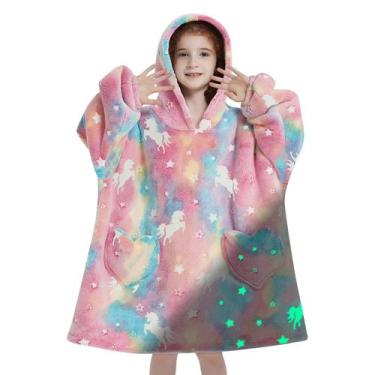 Imagem de Cobertor com capuz vestível Fiosnow Glow in the Dark Unicorn