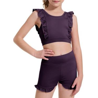 Imagem de Shorts esportivos para meninas, tamanho de 3 a 10 anos, sutiã de trein