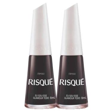 Imagem de Kit 2 Esmalte Risqué Preto Cremoso Eu Sou Esse Glamour Todo 8ml