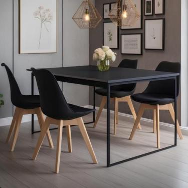 Imagem de Mesa de Jantar 4 Lugares 120x80 com Design Industrial  Ideal para Apar