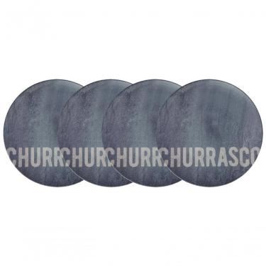 Imagem de Conjunto De Pratos Raso Tramontina Churrasco Stone 4 Peças Em Porcelana 28cm