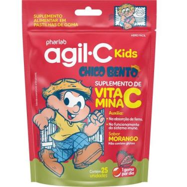 Imagem de Agil-C Kids 30mg Chico Bento Sabor Morango 25 Gomas - Pharlab