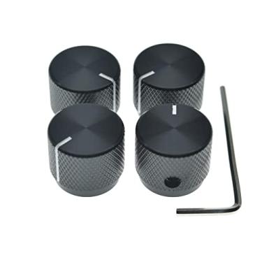 Imagem de Pacote com 4 botões de potenciômetro de alumínio estilo parafuso de ajuste de 20 mm de diâmetro, botões universais de controle de panela com indicador para amplificador de guitarra/baixo/AMP