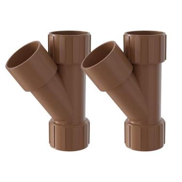 Imagem de Kit 2 Junção Junta Y Conexão Soldável PVC Marrom 32mm - Estrela
