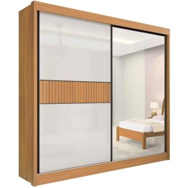 Imagem de Guarda Roupa Titanium Ripado Cinamomo Off White 2 Portas 6 Gavetas D?doro