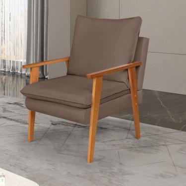 Imagem de Poltrona para Sala de Estar Decorativa Veludo Efatá Marrom