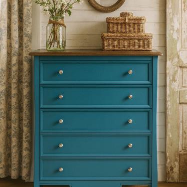 Imagem de Cômoda com 5 Gavetas 137,5x100cm Amsterdã Azul/Amêndoa