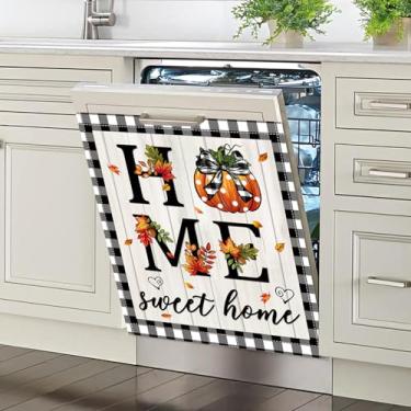 Imagem de Capa magnética para lava-louças, decoração de outono, 58 x 66 cm, adesivo de ímã de lava-louças para cozinha, engraçado, fazenda, abóbora, lavadora, louça, capas magnéticas, painel de geladeira