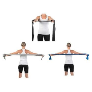 Imagem de Kit Faixa Elástica Thera Band 03 Níveis Fortes (Extra, Especial e Supe