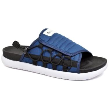 Imagem de Sandália Slide Masculina Chinelo com Elástico Antiderrapante Confortável (Azul, BR, Adulto, Numérico, 42)