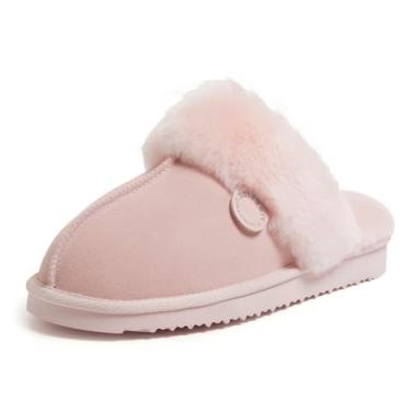 Imagem de Dearfoams Pantufa feminina Fireside Sydney Shearling Fur para uso interno/externo com larguras largas, rosa, 37, rosa, 7