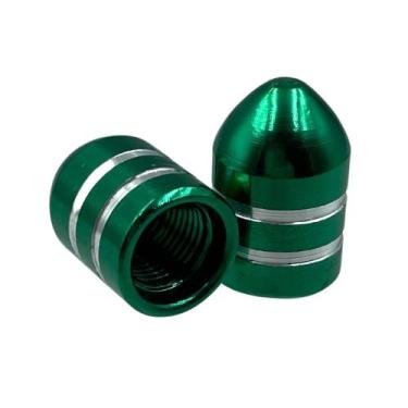 Imagem de Tampa Valvula Alum. Bike Carro Moto Bico Pneu Par Verde - BIKE STILO