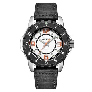 Imagem de addies Relógio militar masculino com pulseira de tecido resistente à água 50 m, movimento de quartzo luminoso, caixa de aço inoxidável, relógios legais masculinos para uso diário/externo, Shus-prata