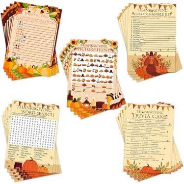 Imagem de MLOLM 129 Pcs Thanksgiving Party Games Sets, 125 Funny Happy Holiday Party Games Paper Cards for Thanksgiving Fall Harvest Family Party Game Supplies (Thanksgiving)