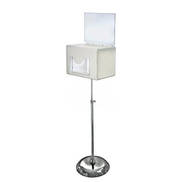 Imagem de Azar Displays 206325-WHT 28 cm L x 21 cm P x 21 cm A Grande Caixa de Sugestão Branca com Bolso, Trava e Chaves no Pedestal