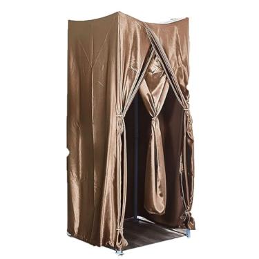 Imagem de Camarim portátil de chão com pano de proteção de privacidade, adequado para escritório, shopping e loja de roupas (marrom, 80 x 80 x 200 cm)