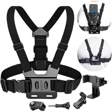 Imagem de Suporte Peitoral Ajustável Compatível Celular E Câmeras De Ação, Esportes, Trilhas E Aventuras