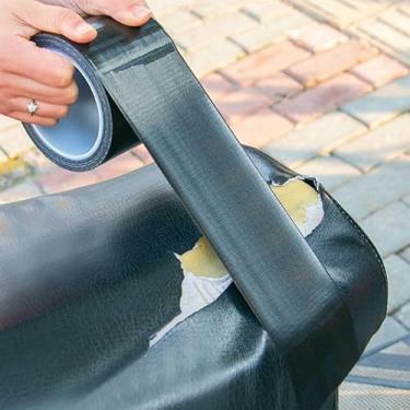 Imagem de Fita para Reparo de Couro Autoadesiva Recupera Banco de Moto Sofá Estofado Bolsa 5 Metros Karbox