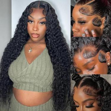 Imagem de Perucas frontais de renda AYNISS V WIGS Deep Wave 30" Cabelo humano