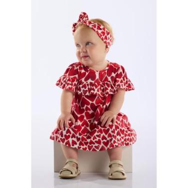 Imagem de Vestido e Faixa em Algodão Bebê Up Baby, Vermelho, G