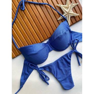 Imagem de Conjunto de Biquini Meia Taça Com Bojo Removivel e Calcinha de Amarrar