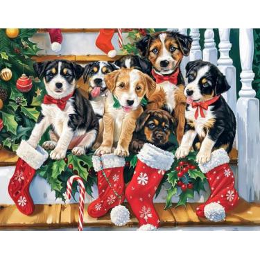 Imagem de Quebra-cabeça ChengQism Christmas Puppies 100 peças 45x35 cm