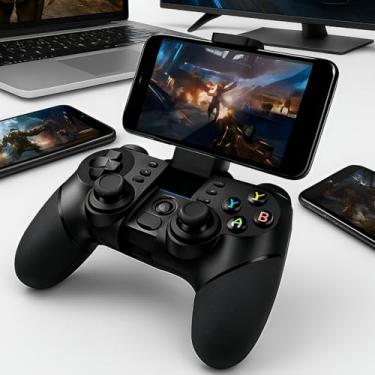 Imagem de Controle Gamer Premium Bluetooth, Recarregável, Com Suporte Para Celular, Compatível Android, iOS, PC, TV, Função Turbo, Marca VARENZIA