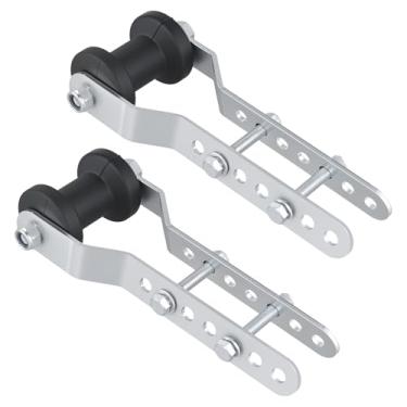 Imagem de SINJEUN 2 peças de rolo de quilha marinha de 10 cm com suportes, montagens de suporte de rolo ajustável, rolos de barco de borracha preta para suporte de lingueta de reboque de 5 cm de largura