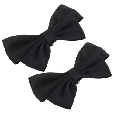 Imagem de Generic Laço preto sapato clipes fita destacável sapato fivela casamento nupcial sapato fivela sapato encantos decoração para DIY, 10.5X6CM, Aço inoxidável, tecido, aço inoxidável