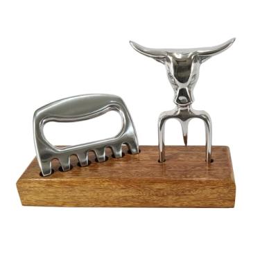 Imagem de Garra de Urso e Garfo Tridente para Churrasco com Suporte de Madeira