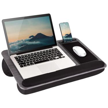 Imagem de Home Office Pro Lap Desk com descanso de pulso, mouse pad e suporte de telefone, escuro, LAPGEAR 91595, Cinza escuro