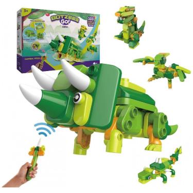 Imagem de Kit de Construção 4 Dinossauros com Controle Remoto, BOTZEES, Verde