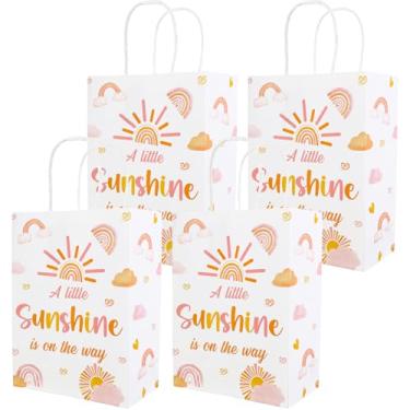 Imagem de Serencatcher Sunshine Sacos de lembrancinha de festa para chá de bebê, 16 peças rosa A Little Sunshine is on the Way Sacos de presente de papel 16 x 20 x 8,15 centímetros Saco de guloseimas doces com