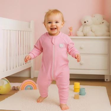 Imagem de Kit 2 Macacão Ziper Bebê Liso e Estampado Frio Menino Menina 100% Algo