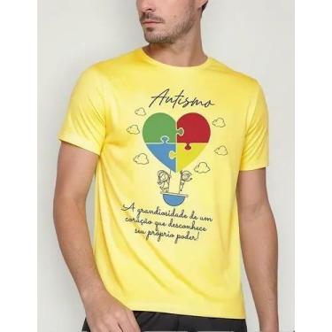 Imagem de Camiseta Camisa Algodão Feminina Masculina Adulto Campanha Abril Azul 