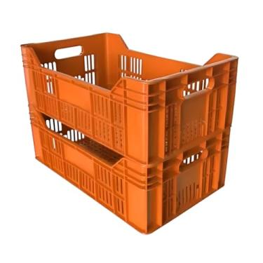 Imagem de Caixa Mercado Plástica Vazada Frutas Verduras (Laranja)