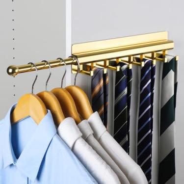 Imagem de BaiNong Vara de manobrista para armário de 30 cm com 8 ganchos, adesivo dourado para armário deslizante