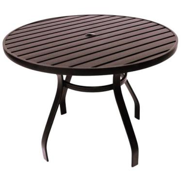 Imagem de Mesa 1,20m Tampo Ripado Alumínio Área Jardim Piscina Cozinha Jantar - 