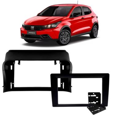 Imagem de Moldura 9 e 7 Polegadas 2 Din Argo Cronos 2018 à 2024 Preta Painel Central Multimidia