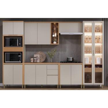 Imagem de Cozinha Completa Allure 6 Peças (2aéreos+2balcões+1cristaleira+1torrequente) Cp03 Jequitiba-gris Fosco - Linea Brasil