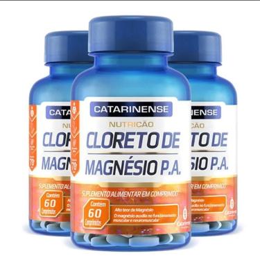 Imagem de Kit 3 Cloreto De Magnésio P.A. Catarinense 60 Cápsulas