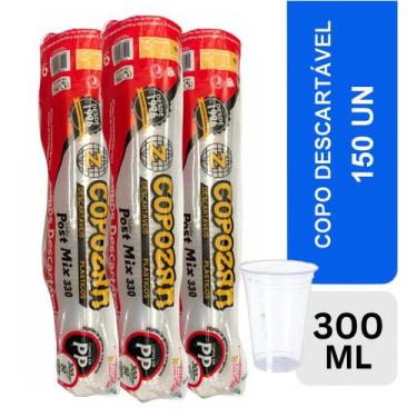 Imagem de Copos Descartáveis 300ml Chopp Açaí Água Suco PP 330 Copozan, 150 Unid