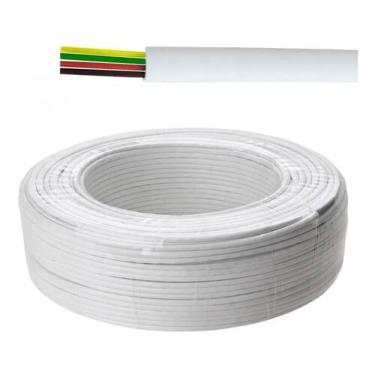 Imagem de Cabo Chato 4 Vias Cordão Liso Fio Telefone 305Mts Branco - Componet