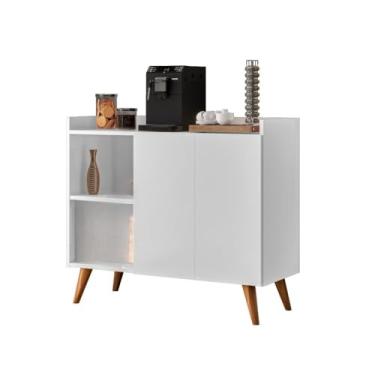 Imagem de Buffet 2 Portas com Adega e Prateleira Interna – Móvel Moderno para Sala de Jantar, Cozinha ou Área Gourmet (branco)
