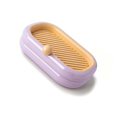 Imagem de Generic Saboneteira Fofa, Suporte de Sabonete de Parede Ventilado Sem Perfurações PP para Casa (Roxo)
