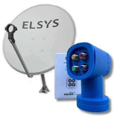 Imagem de Antena Digital Parabólica Elsys Offset Chapa 60cm Ku 5g e Lnbf Quadrup