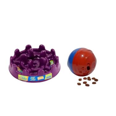 Imagem de Kit Redondog P Comedouro Lento Mini Pet Fit Brinquedo Interativo Para Cães Pequeno Porte (Roxo)