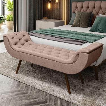 Imagem de Recamier Puff Estofado Casal 140 Cm Drusa Veludo Rose