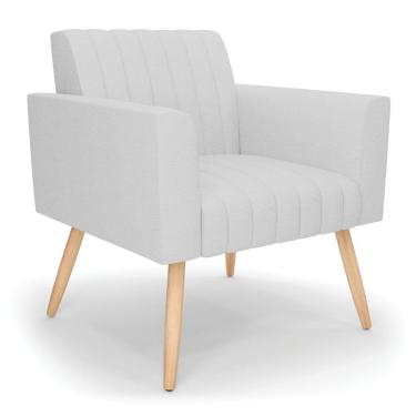 Imagem de Poltrona Viena Gomada Linho Cinza A05 Pés Palito Natural - D'rossi